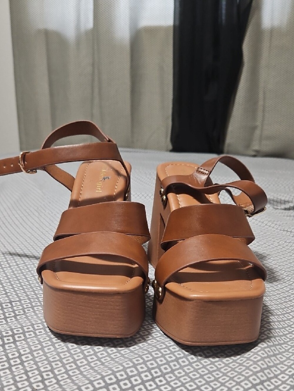 Madden Girl Women’s Brown Strappy Block Heel Sandals - Picture 7 of 7